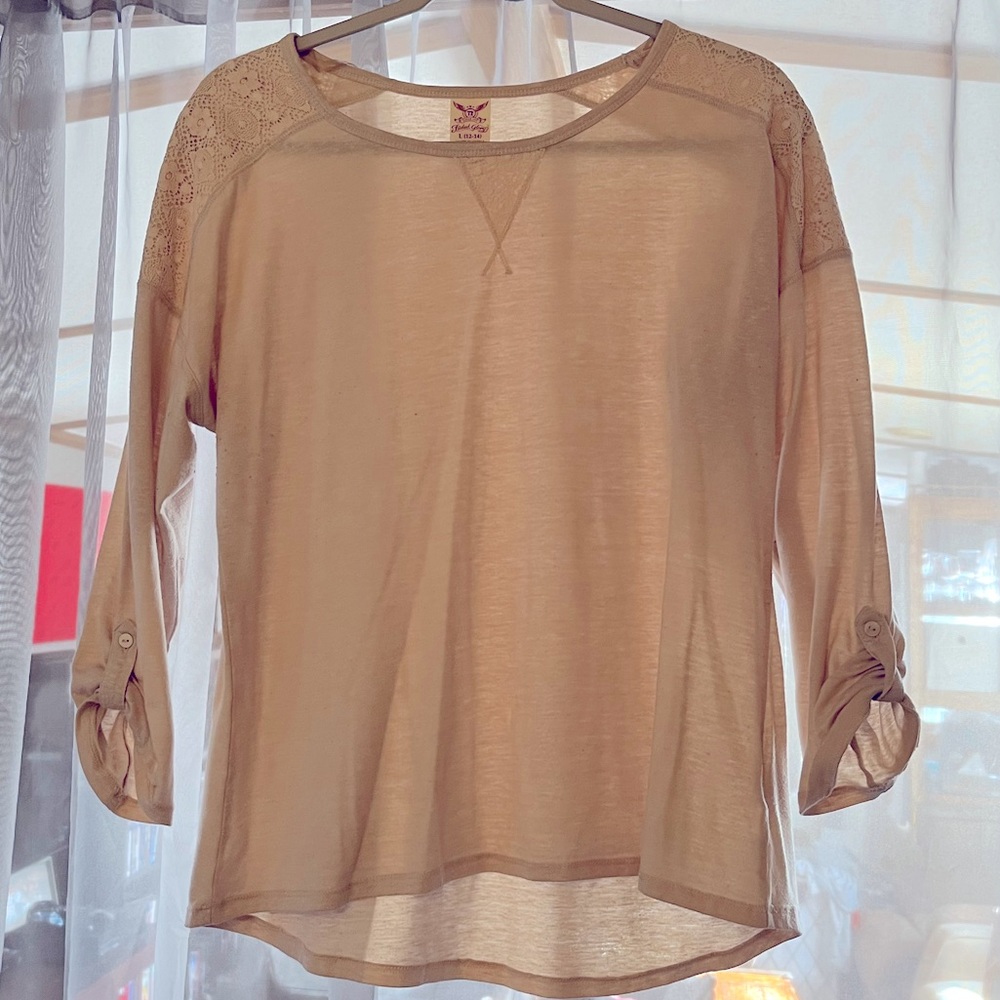 Cream top with lace accents